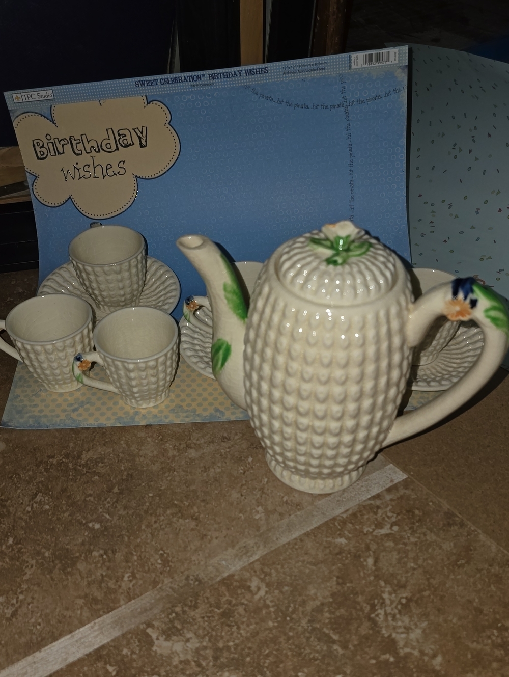 Vintage 1940's Ceramic China Teapot and Cup Set from Japan